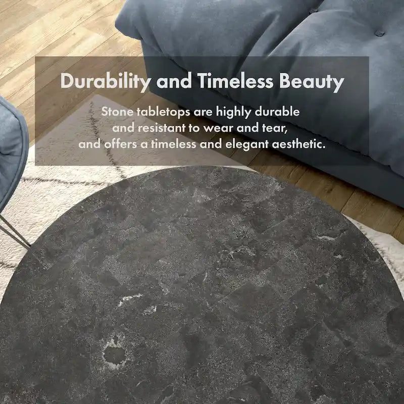 Lars Contemporary Round Coffee Table with Marble Top and Sturdy Metal Base by Furniture of America