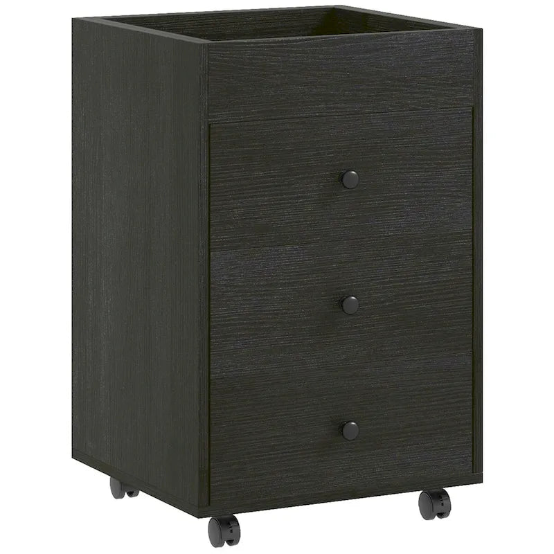 HOMCOM Mobile 3-Drawer Office Storage Cabinet with Removable Tray - Under-Desk Printer Stand on Wheels