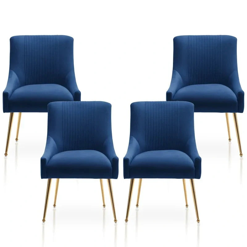 SEYNAR Set of 4 Modern Glam Boucle Velvet Dining or Vanity Chairs with Rear Handle