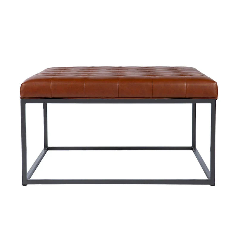 SEI Furniture Healy Tufted Ottoman in Faux Leather