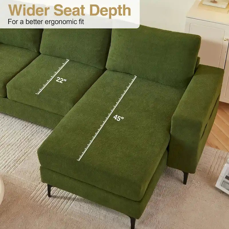 HOOOWOOO L-Shaped Upholstered Sofa with Stylish Metal Legs