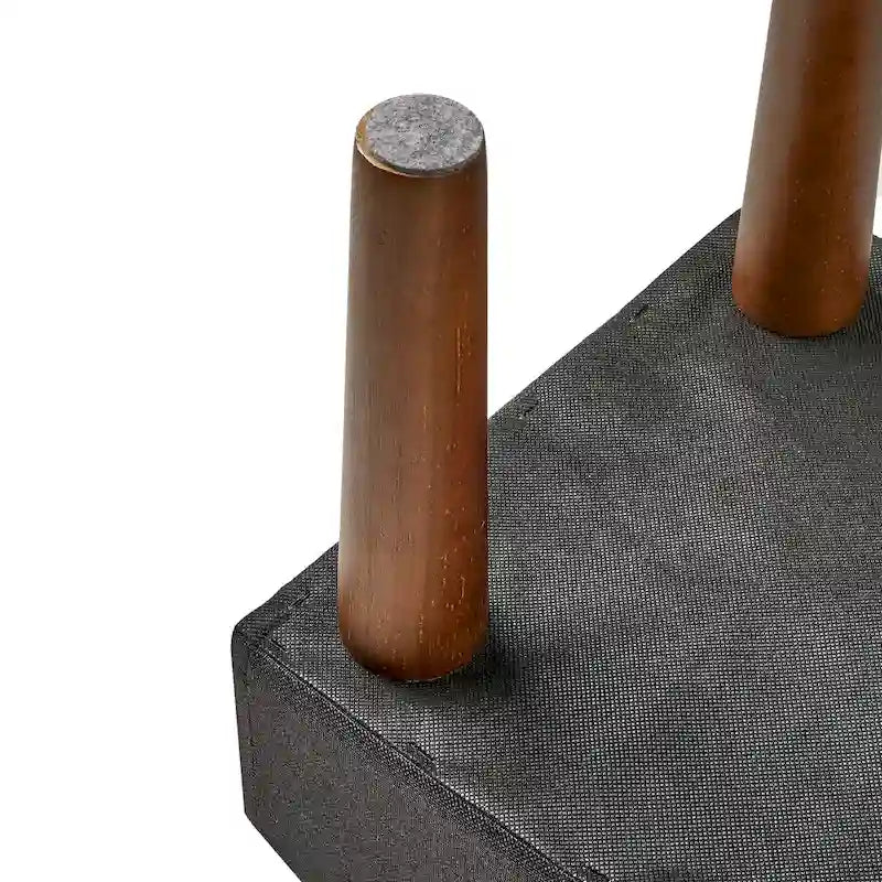 Set of 2 Small Linen Foot Stools with Legs - Rectangle Upholstered Ottoman Footrests