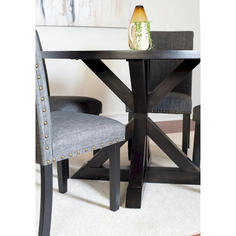 Roundhill Furniture Mytzi 5-Piece Dining Set: Cross-Buck Table with 4 Elegant Chairs