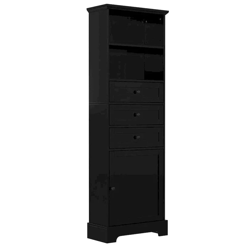 Merax Vertical Bathroom Storage Cabinet with 3 Drawers and Adjustable Shelves