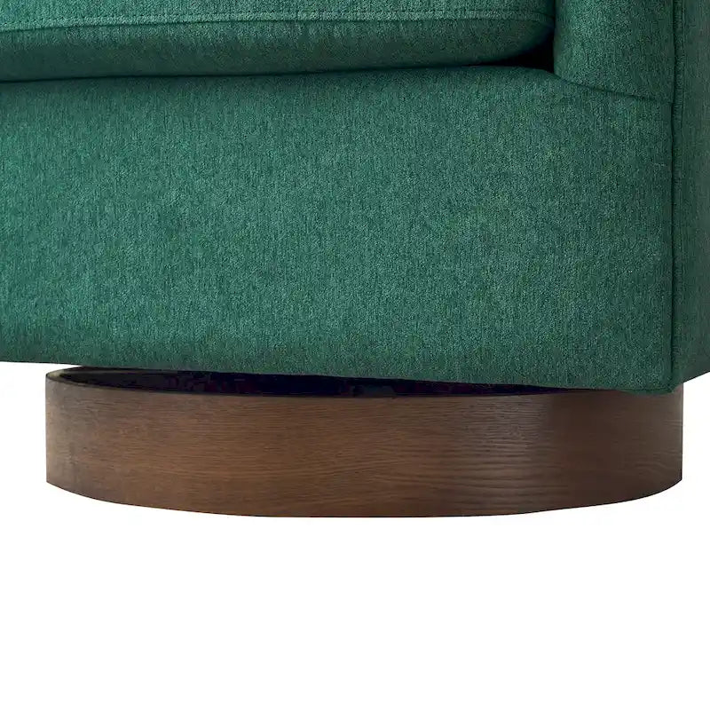 LUE BONA Contemporary Upholstered Wooden Barrel Swivel Accent Chair for Living Room