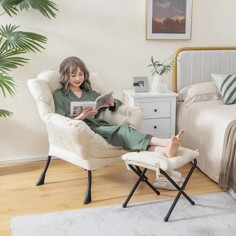 Gymax Folding Footrest Lazy Sofa Chair - Accent Leisure Armchair