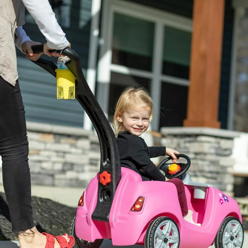 Step2 Whisper Ride II Ride On Push Toy Car Pink Ride On Car with Included Seat Belt Easy Storage