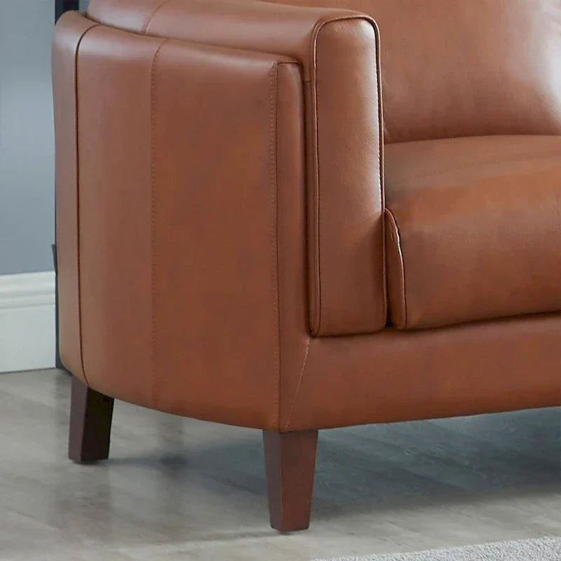 Hydeline Maui Premium Top Grain Leather Sofa with Feather, Memory Foam, and Spring Support
