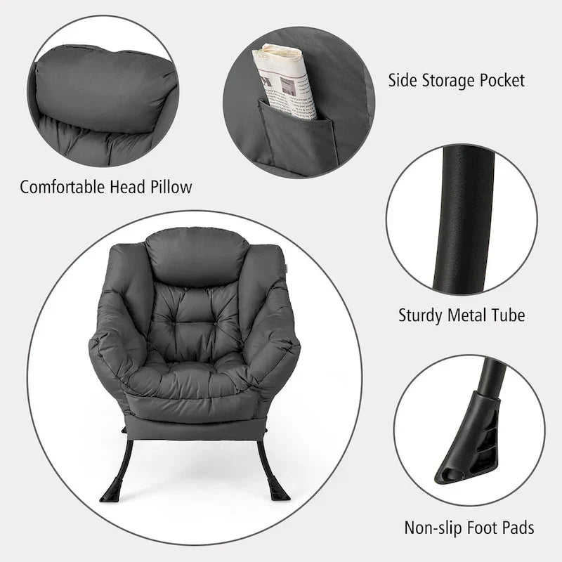 Gymax Folding Footrest Lazy Sofa Chair - Accent Leisure Armchair