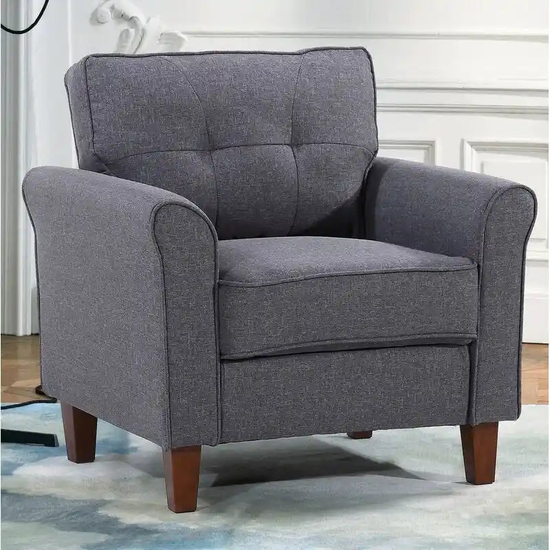 Kouchouk 32.9-Inch Wide Tufted Linen Armchair