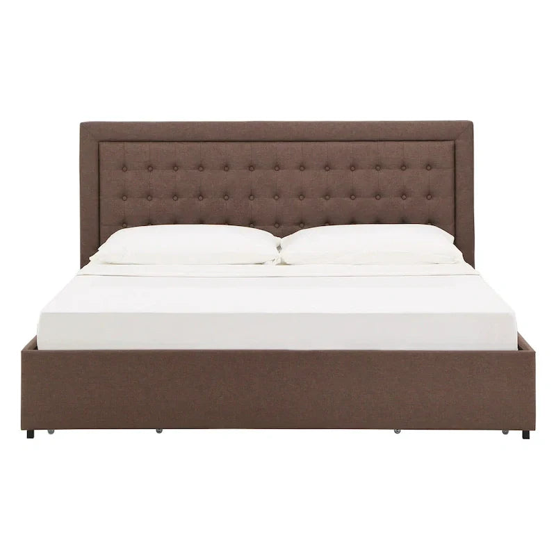 iNSPIRE Q Classic Arlert Tufted Linen Headboard Storage Platform Bed