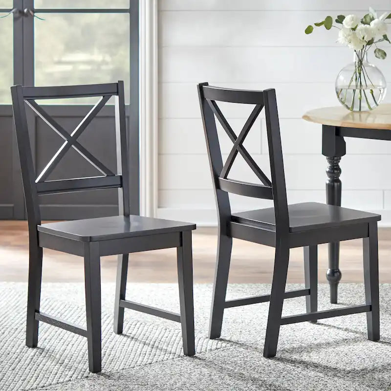 Set of 2 Solid Wood Crossback Dining Chairs by Simple Living
