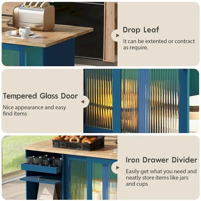 Merax Spacious Kitchen Island Cart with Adjustable Shelf and Dual Drawers