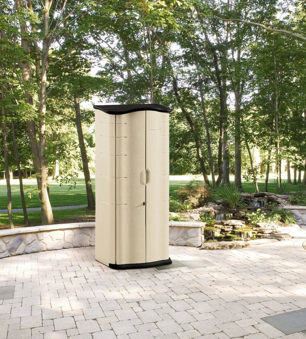 Rubbermaid Vertical Resin Outdoor Storage Shed – Weather-Resistant Plastic Garden Storage Cabinet