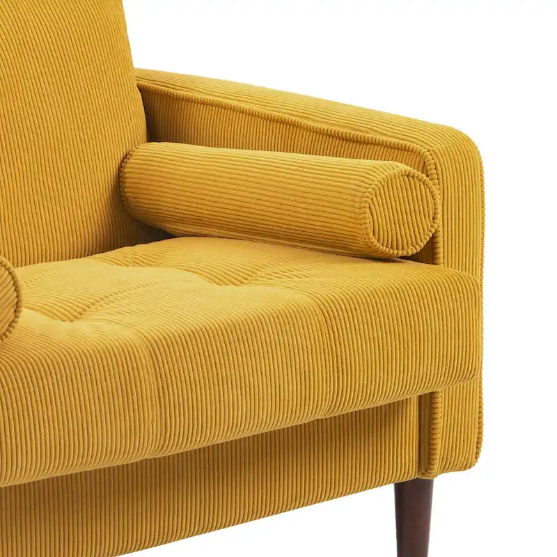 Set of 2 Modern Wide Armchairs in Corduroy - Accent Chairs