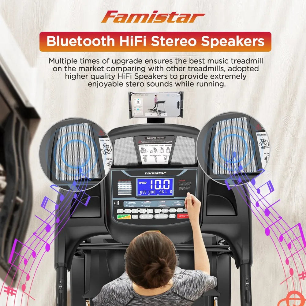 Famistar Folding Treadmill for Home with 15 Levels Auto Incline, 300LB Capcity, 10MPH Fast Speed Controls  sgtnighsdesigns