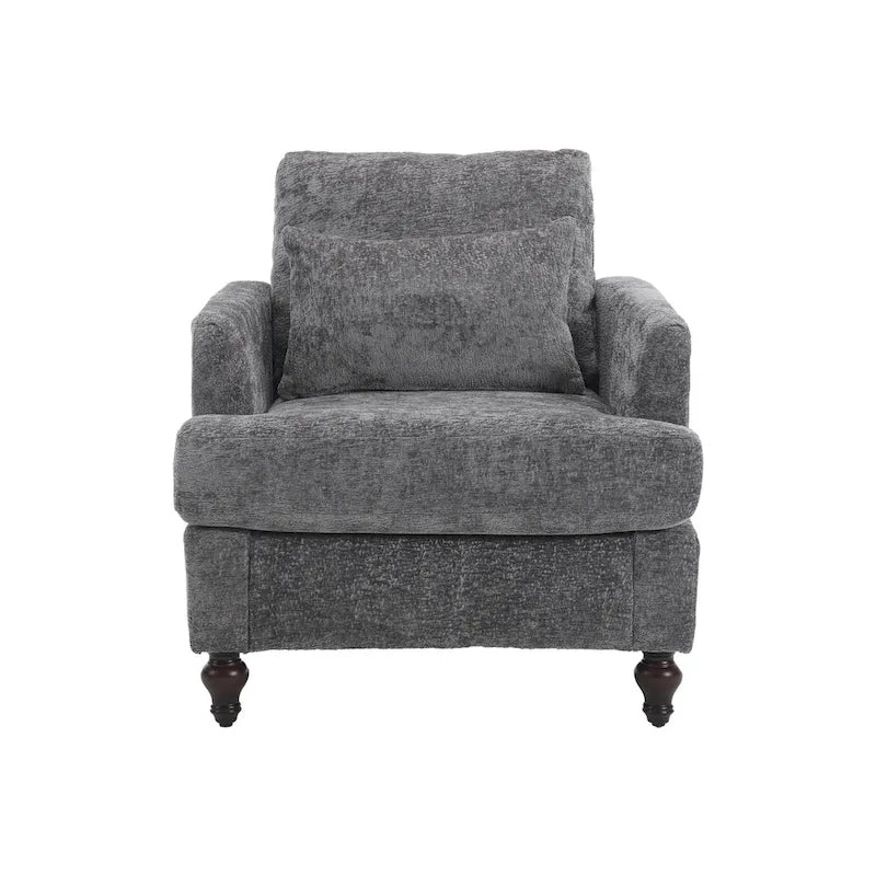 HOMEFUN Chenille Upholstered Loveseat and Armchair Set with Wooden Frame for Living Room