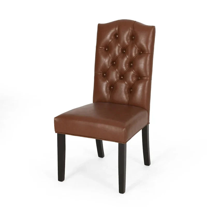 Set of 2 Harriet Modern Tufted Faux Leather Dining Chairs by Christopher Knight Home - Dimensions: 21.5" L x 25.75" W x 41.5" H