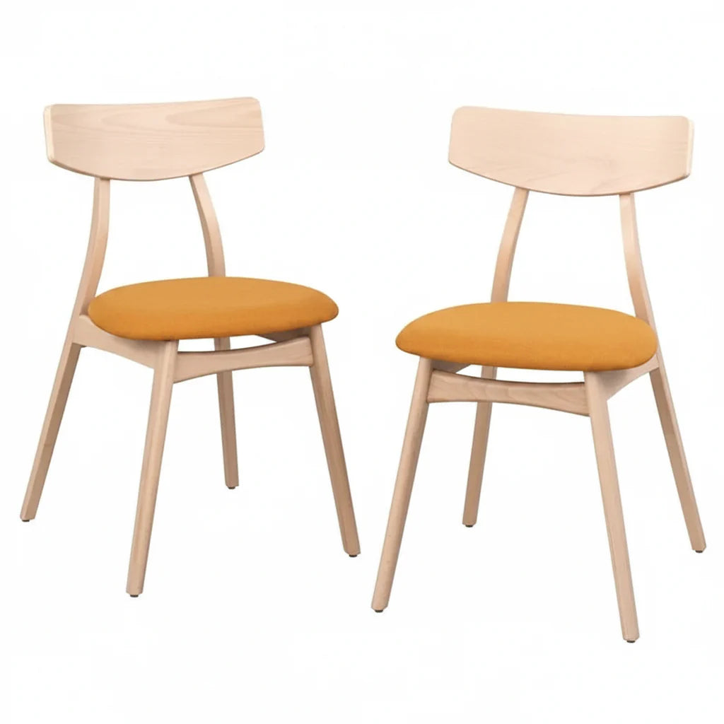 Set of 2 Cadiz Dining Chairs in Solid Beechwood by Simple Living