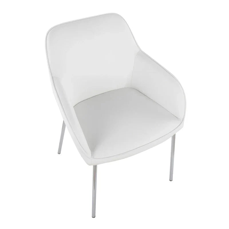 Set of 2 Silver Orchid Galotti Chrome Upholstered Dining Chairs