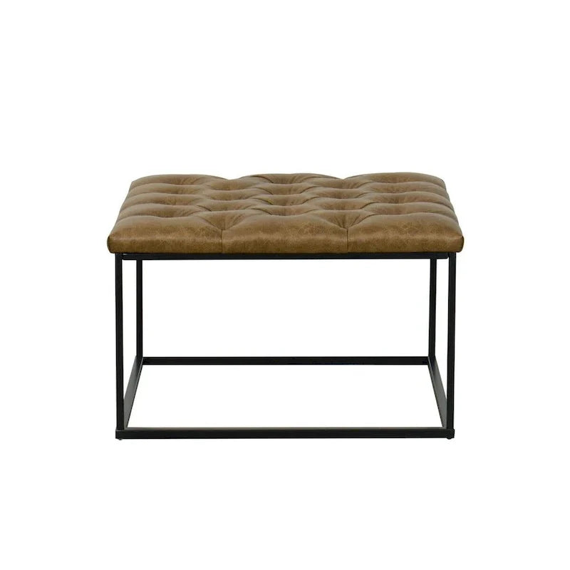 HomePop Draper Square Upholstered Cocktail Ottoman with Button-Tufted Top