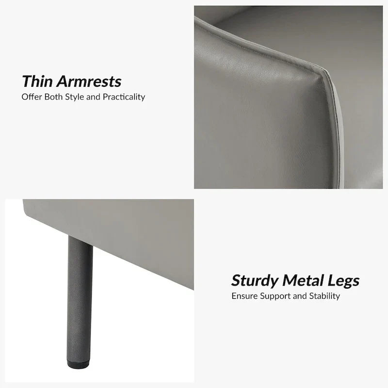 Set of 2 Christopher Modern Armchairs with Anti-Scratch Fabric and Black Metal Legs by HULALA HOME