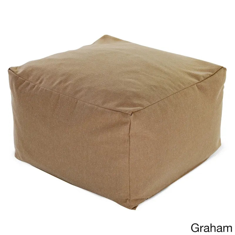 Majestic Home Goods Indoor Wales Poly/Linen Ottoman Pouf - 27" L x 27" W x 17" H