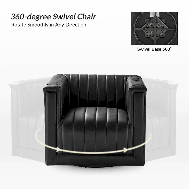 Set of 2 Esteban Modern Leather Swivel Barrel Chairs by HULALA HOME