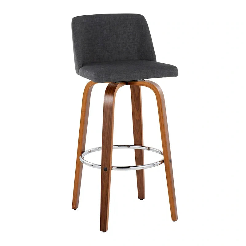 Set of 2 Carson Carrington Vallberga 30-Inch Fixed-Height Bar Stools with Walnut Wood Base