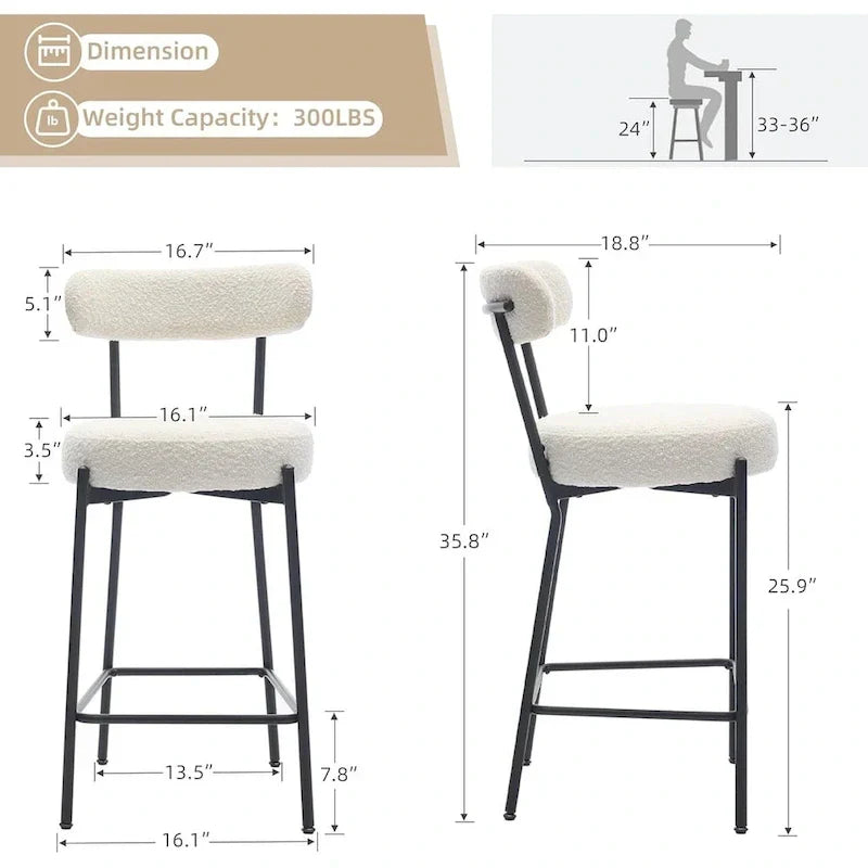 Set of 2 Upholstered 30-Inch Bar Stools