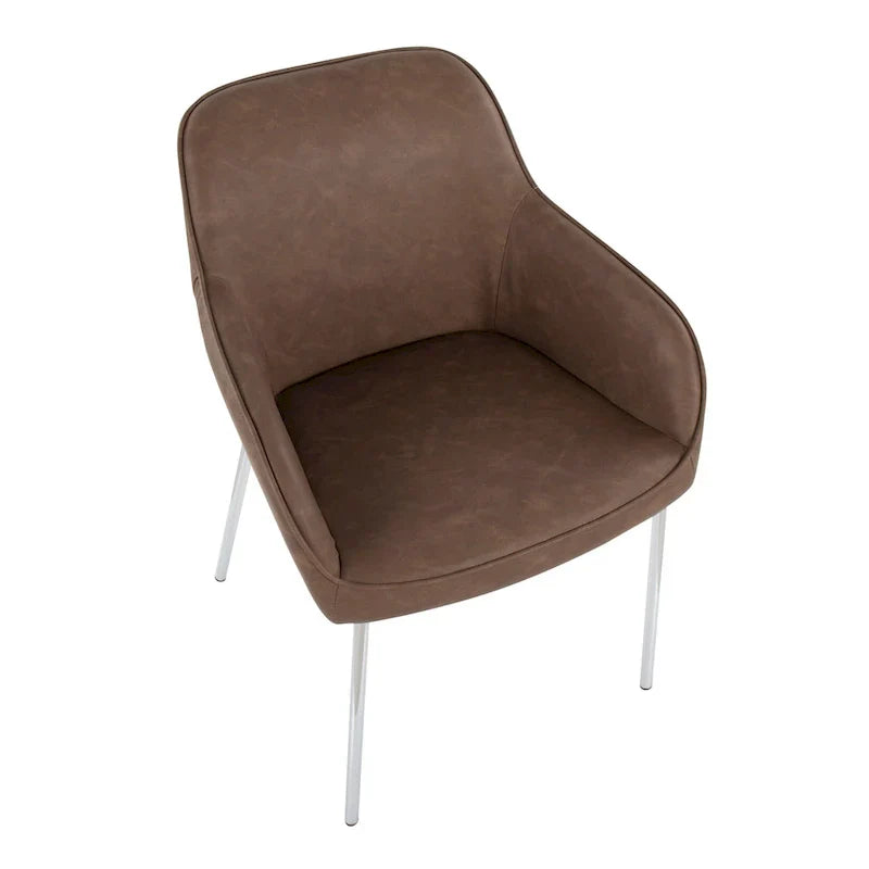Set of 2 Silver Orchid Galotti Chrome Upholstered Dining Chairs