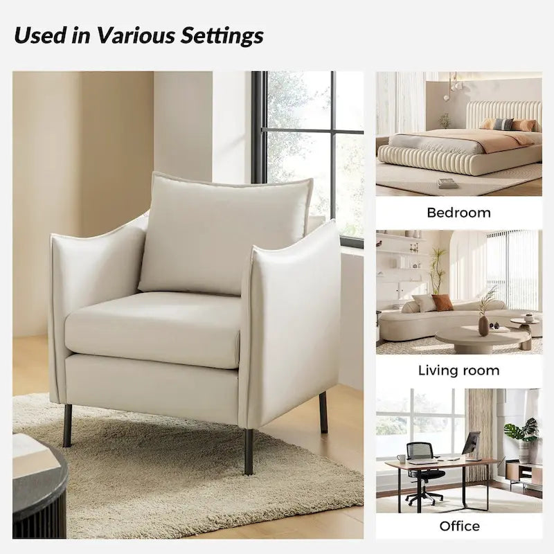 Set of 2 Christopher Modern Armchairs with Anti-Scratch Fabric and Black Metal Legs by HULALA HOME