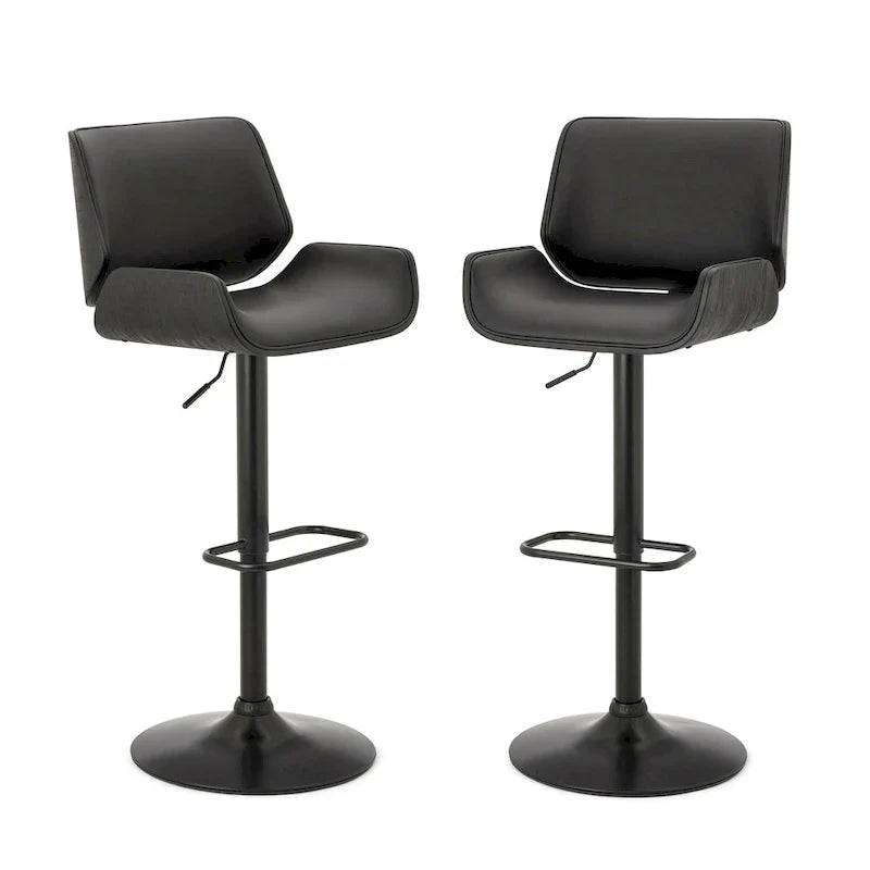 Glitzhome Adjustable Swivel Bar Stool Set with 3 Leatherette Seats for Pub Tables