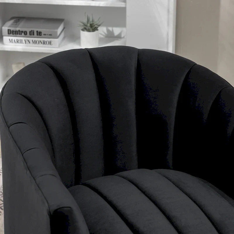 SEYNAR Contemporary Glam Velvet Round Swivel Accent Barrel Chair for Living Room