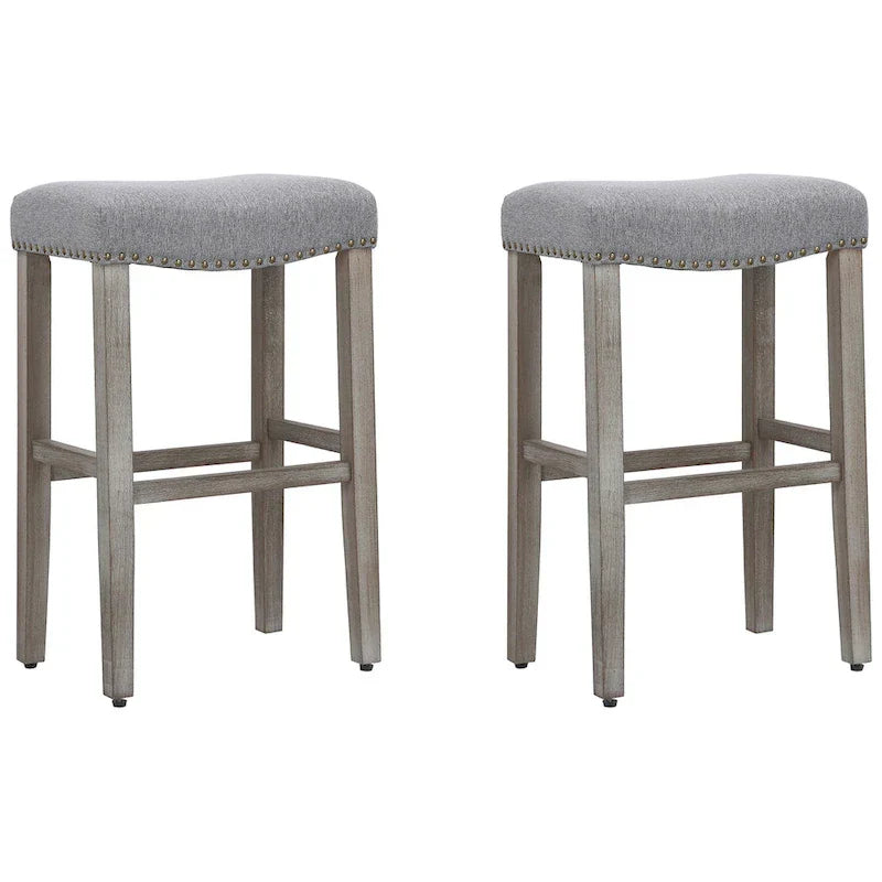 Set of 2 Jameson Gray Upholstered Polyester 29-Inch Bar Stools