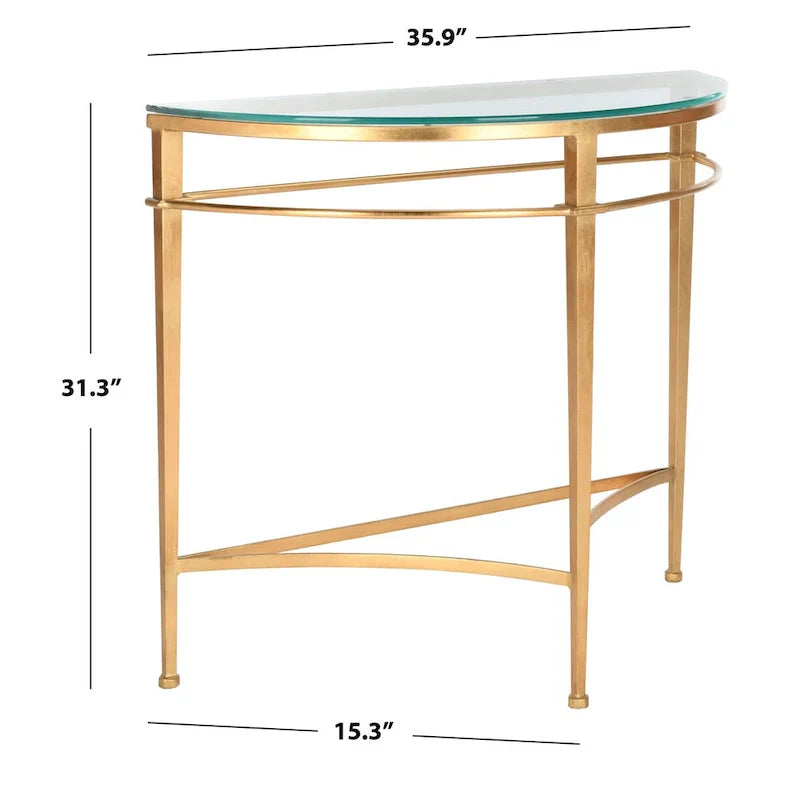 SAFAVIEH Couture Zelda Antique Gold Glass Console Table - Dimensions: 36" W x 15" D x 31" H