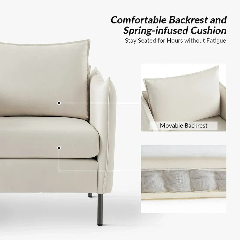 Set of 2 Christopher Modern Armchairs with Anti-Scratch Fabric and Black Metal Legs by HULALA HOME
