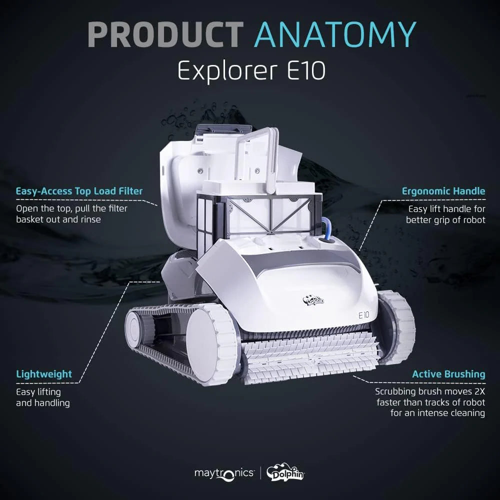 Robotic Pool Vacuum Cleaner All Pools up to 30 FT - Scrubber Brush Easy Top Load Filters