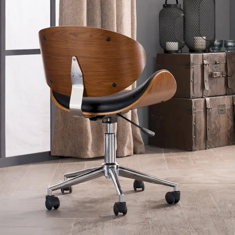 Mid-Century Modern Adjustable Office Chair with Swivel & Casters