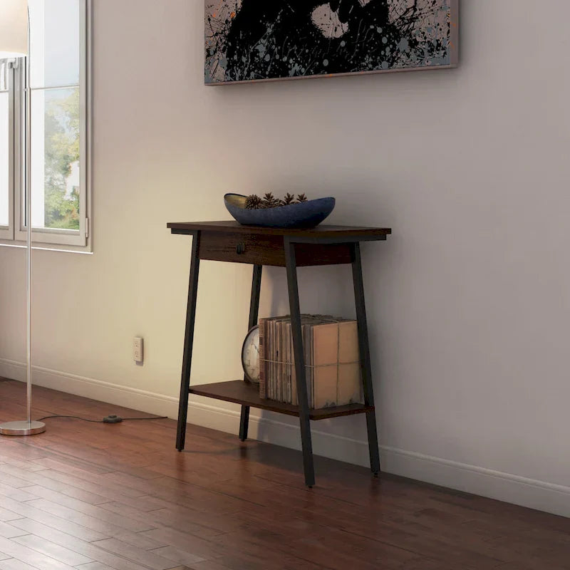 Leick Home Empiria Wooden Console Table with Drawer and Metal Frame
