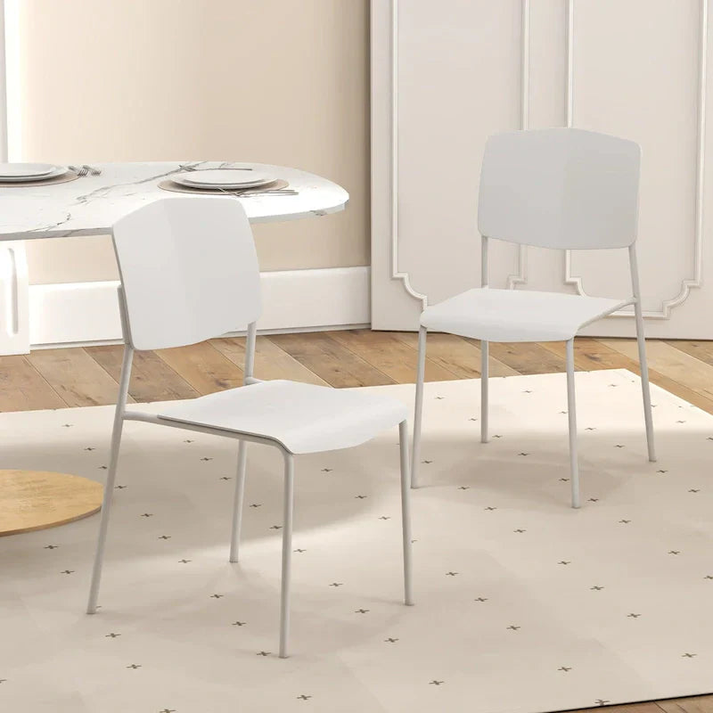 Set of 4 Stackable Dining Chairs with Ergonomic Backrest and Spacious Seat by Gymax