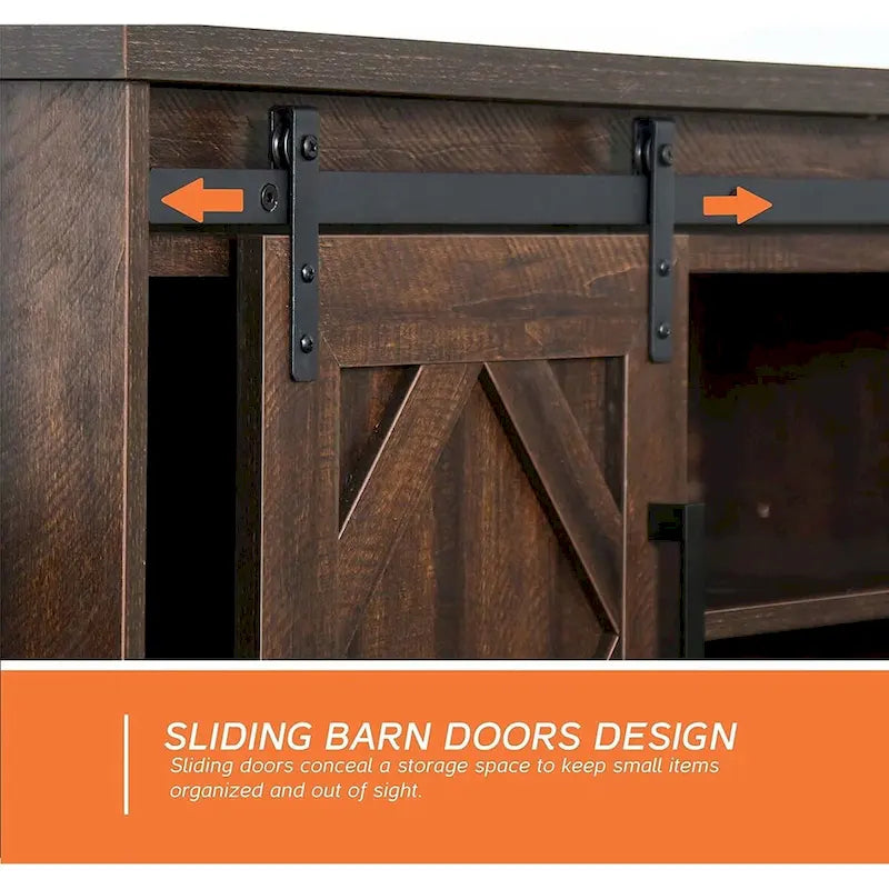 Rustic Farmhouse Barndoor TV Stand - Entertainment Center for TVs up to 70 Inches