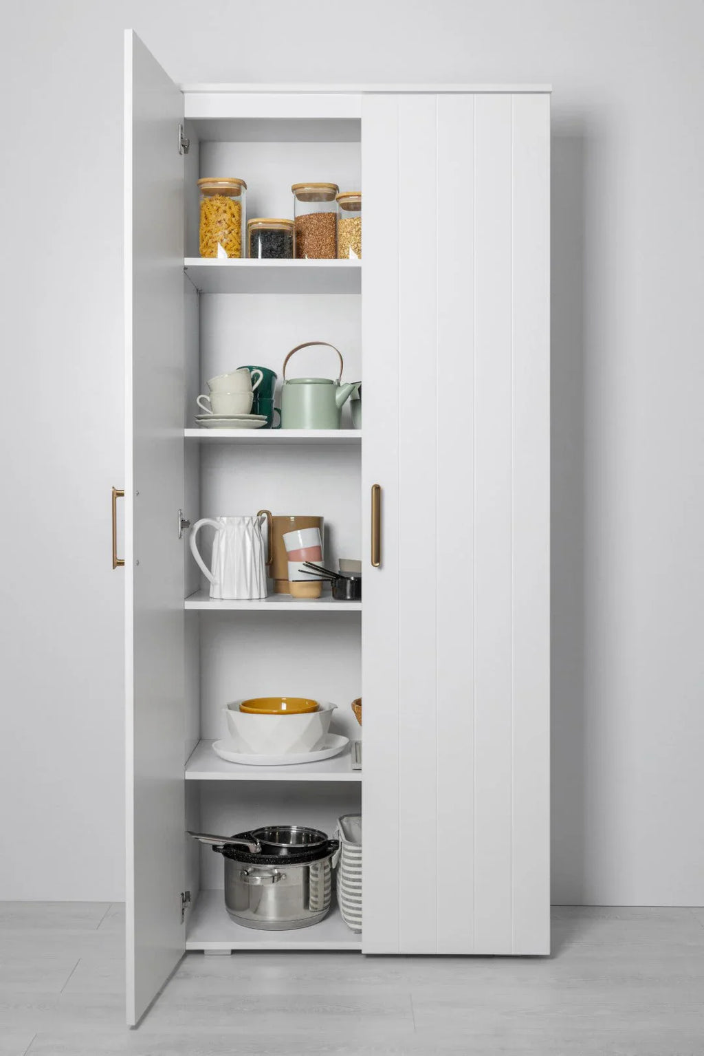 STOCKHOLM UNIVERSAL STORAGE CUPBOARD - VJ PANEL - DECO GOLD HANDLE