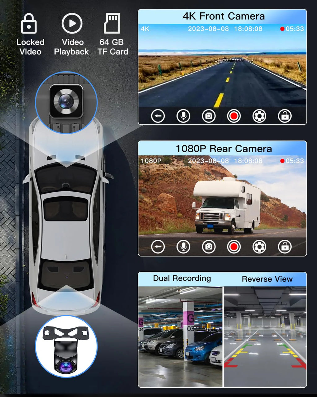 Laviay Wireless Carplay Touchscreen with 4K Dash Cam