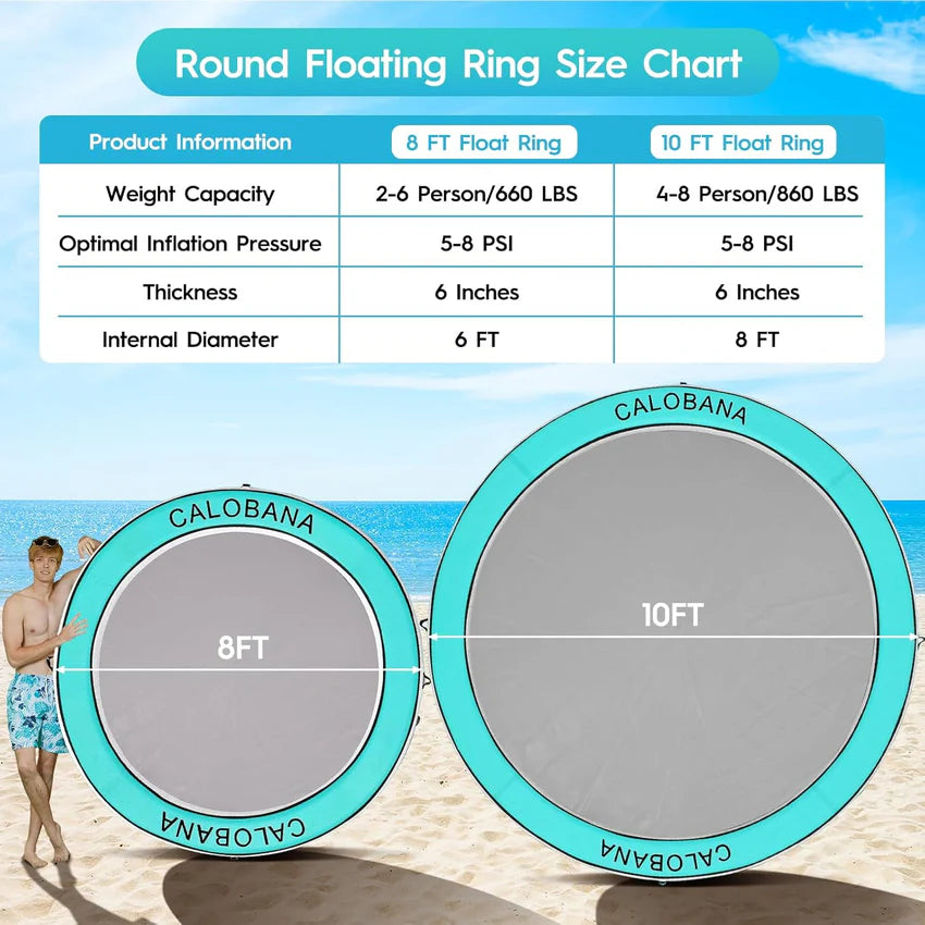 Round Floating Ring Hammock - Heavy Duty Inflatable Raft