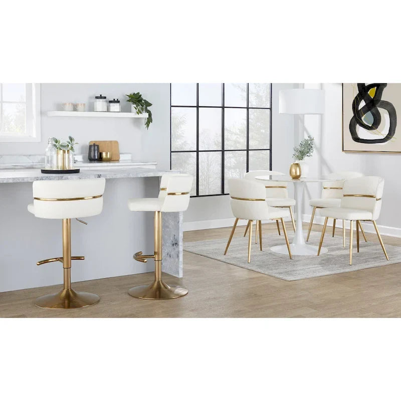 Set of 2 Silver Orchid Lena Adjustable Bar Stools with Rounded T Footrest