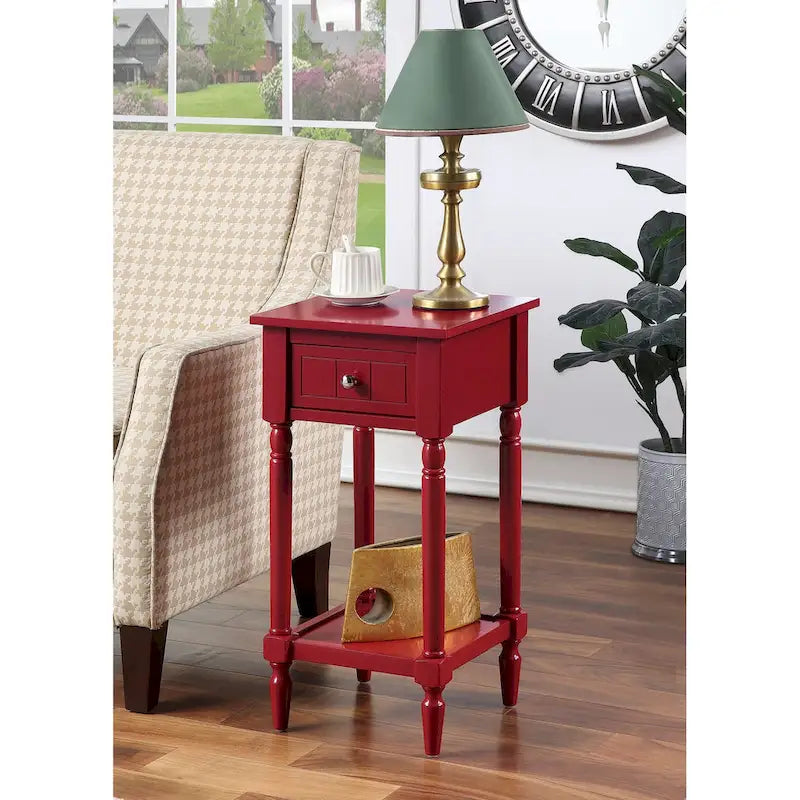 Khloe French Country Accent Table with Shelf and Drawer by Convenience Concepts