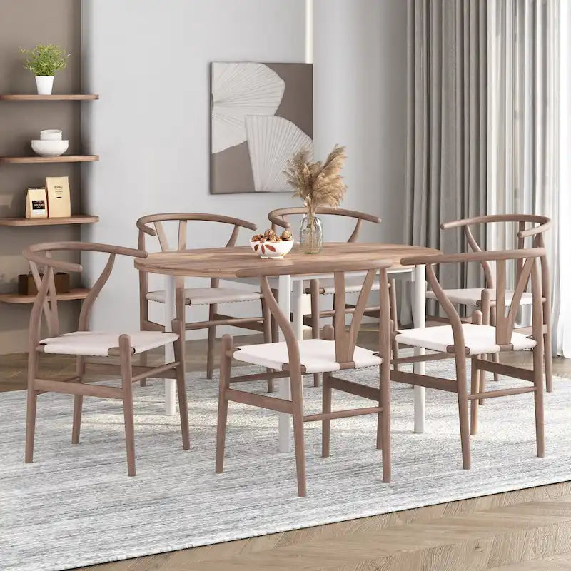 Set of 6 Gessford Ash Wood Dining Chairs by Christopher Knight Home