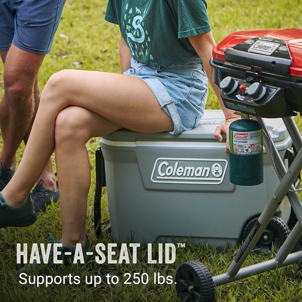 Coleman Classic Series Insulated Portable Wheeled Cooler, Leak-Resistant Outdoor Hard Cooler Keeps Ice up to 5 Days, 100-Quart