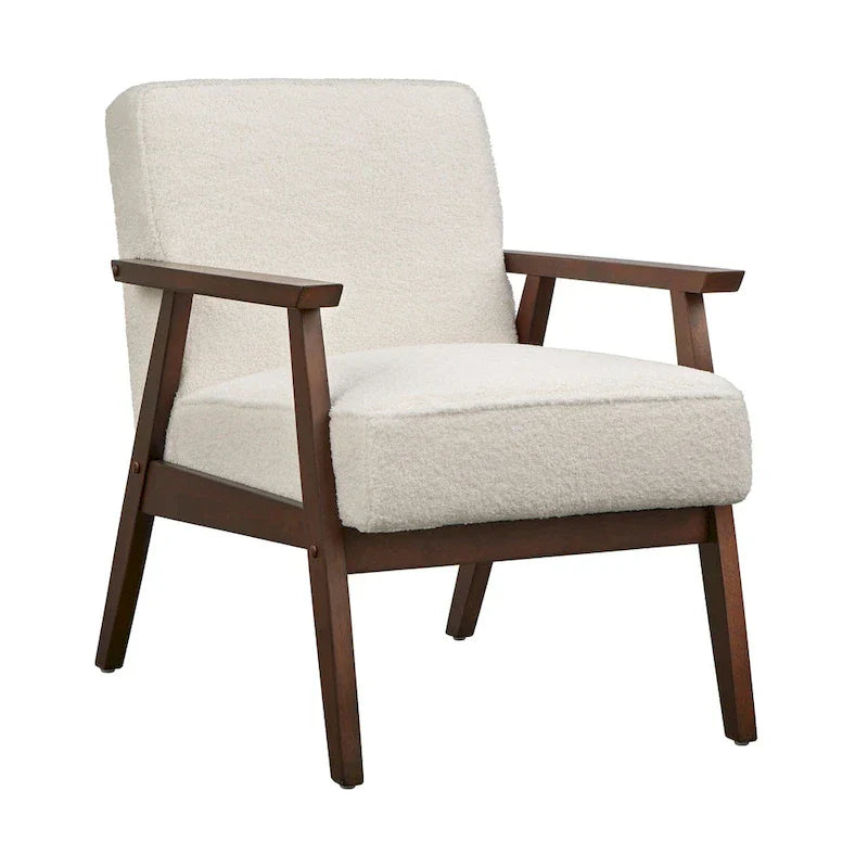 Mid Century Accent Lounge Chair with Cushioned Seat and Wooden Frame